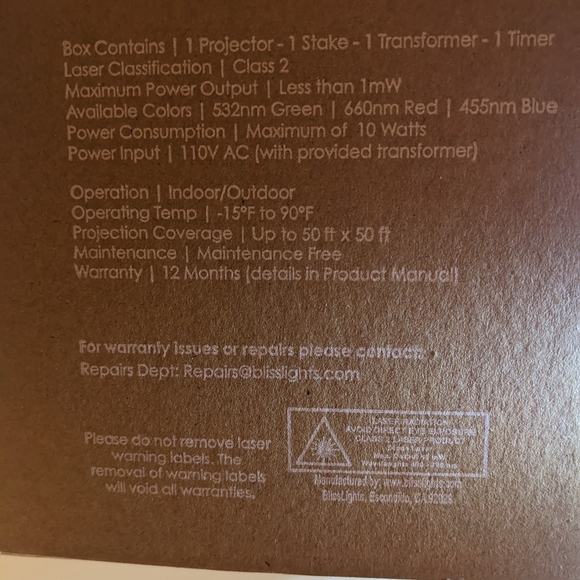 Blisslights Green Outdoor Indoor Spright Smart Motion LED Laser Light NIB - Picture 2 of 9